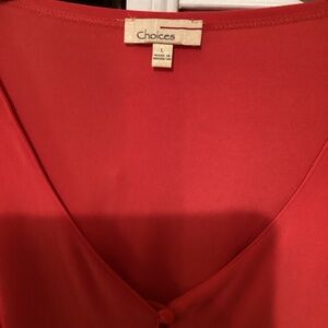 Choices ladies red full button dress blouse, size large,